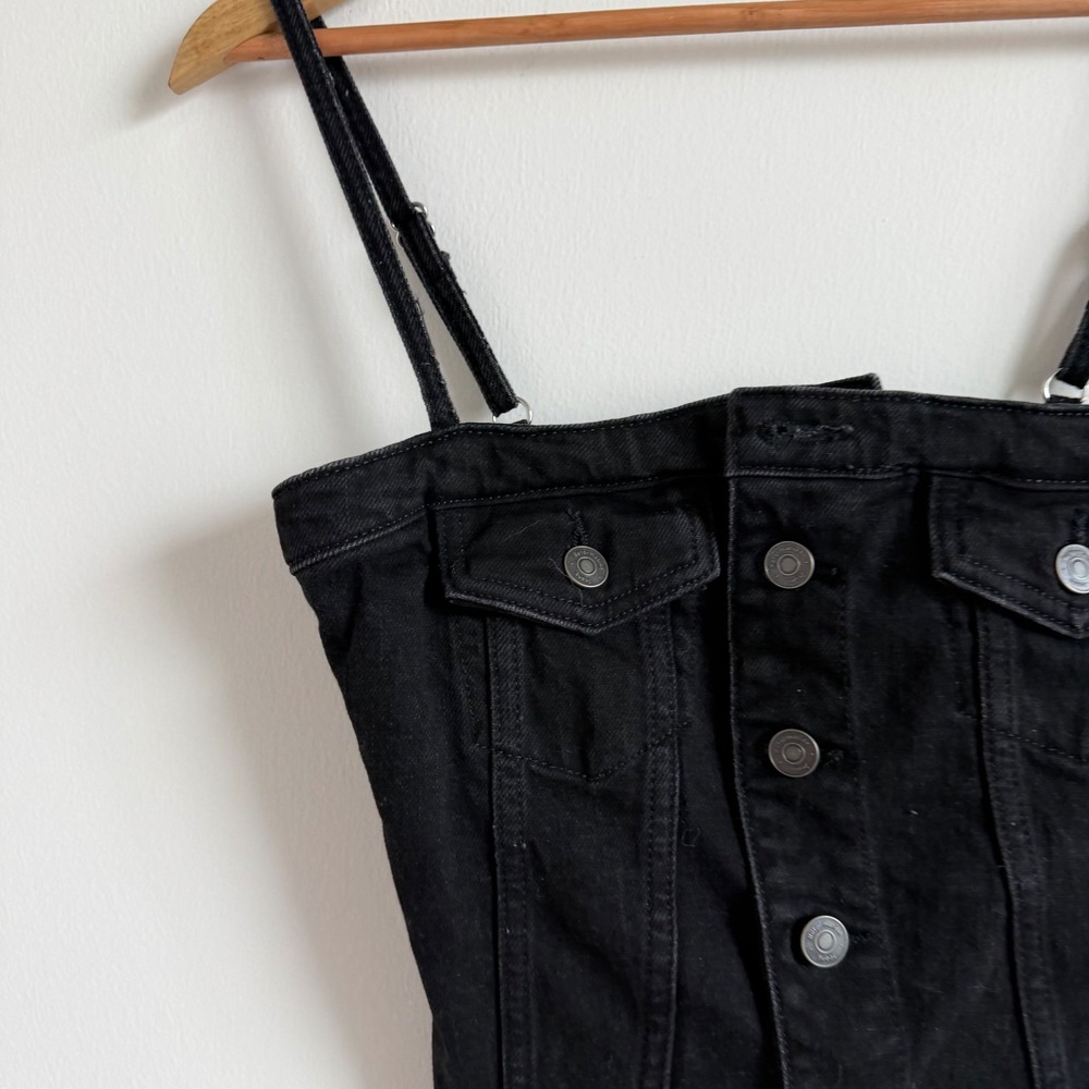 Reformation Black Coco Denim Bustier Top Size 2 - Picture 4 of 9
